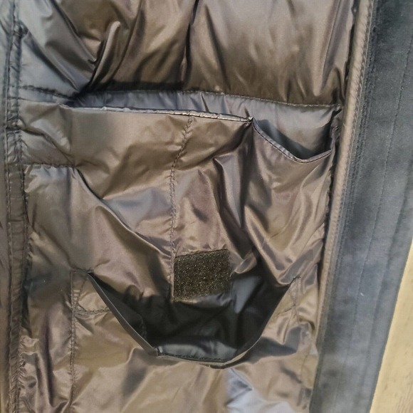 Adhoc Traveller Puffer Hooded Full Zip Jacket Large Navy Blue Pockets Soft - Picture 16 of 16